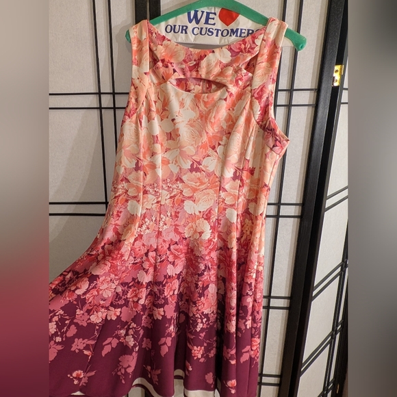 Danny & Nicole Pink and Orange Floral Print Dress - Picture 2 of 5